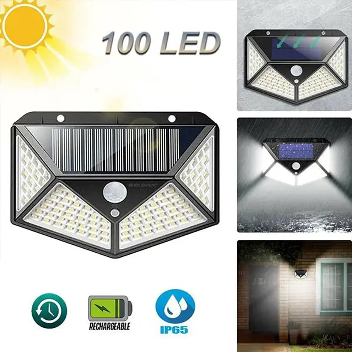100 LED Solar Lamp