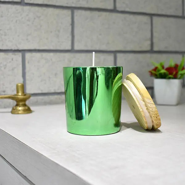 Green Glass Jar Candle