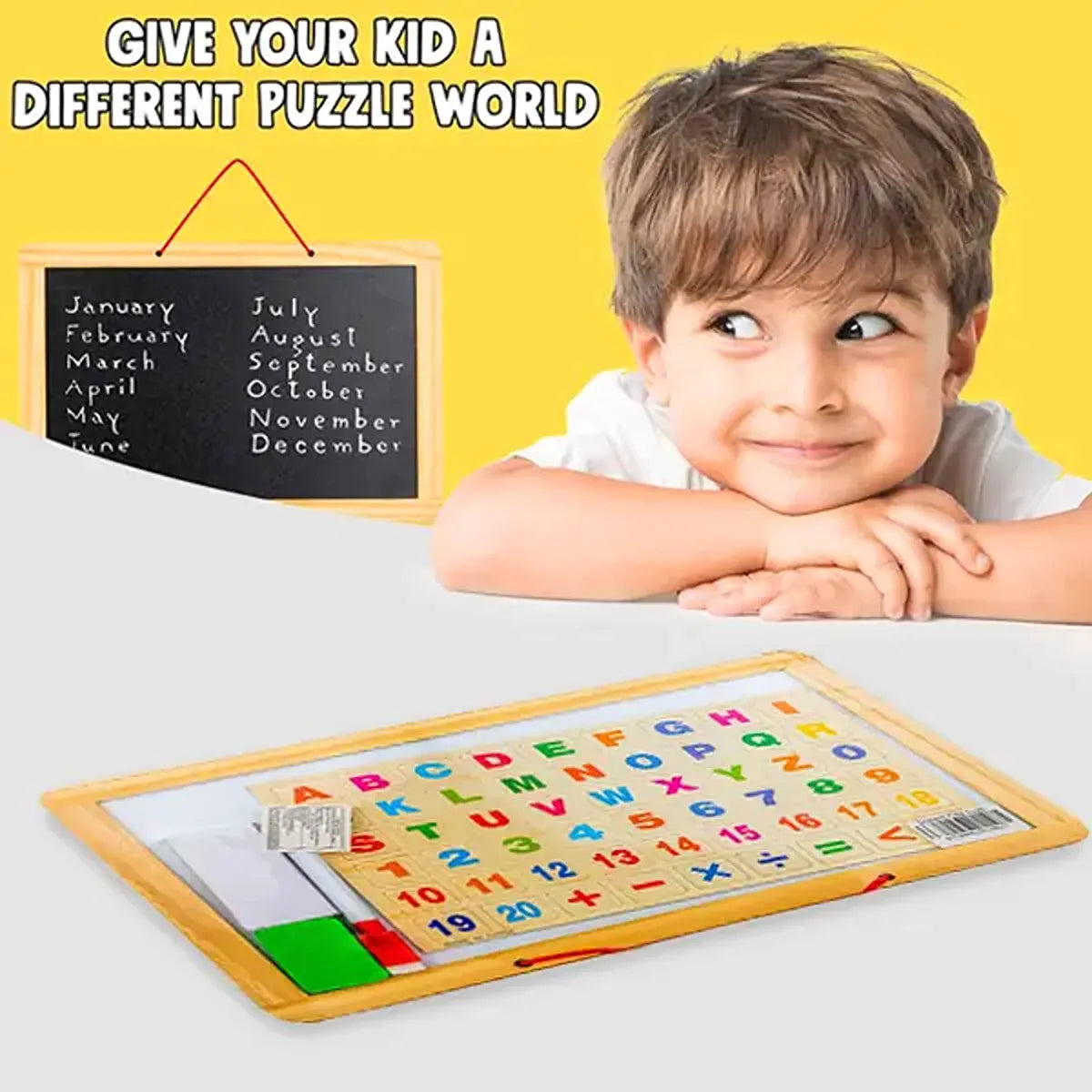 White & Black Board with Magnetic Alphabets & Nos.